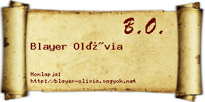 Blayer Olívia névjegykártya